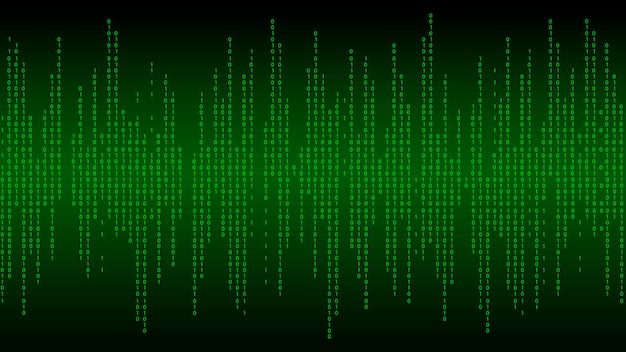 Vector green matrix background falling numbers on screen technology stream binary code digital vector illustration hacking concept
