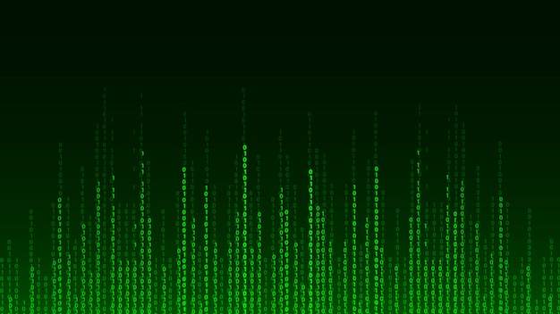 Vector green matrix background falling numbers on screen technology stream binary code digital vector illustration hacking concept