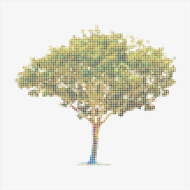 Vector green tree of dots isolated on white background raster circle elements are organized into tree ill