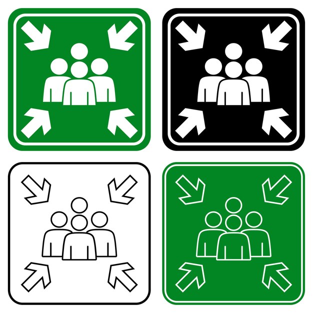 Vector green and white fire assembly point vector for emergency in vector illustration