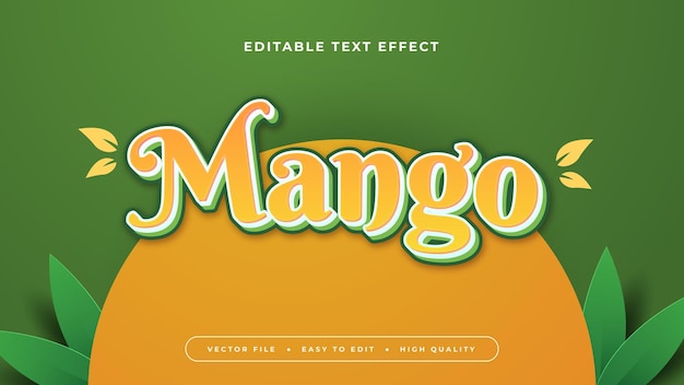 Vector green yellow and orange mango 3d editable text effect font style