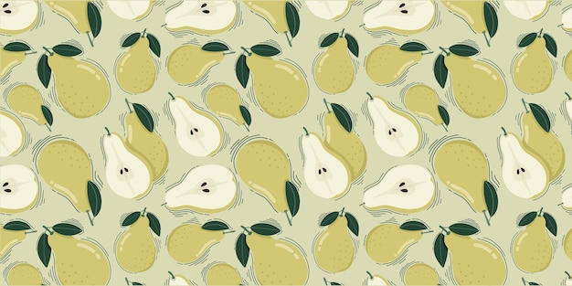 Vector a green and yellow pattern with pears
