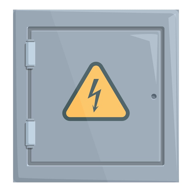 Vector grey metallic electrical panel with high voltage sign is warning about danger