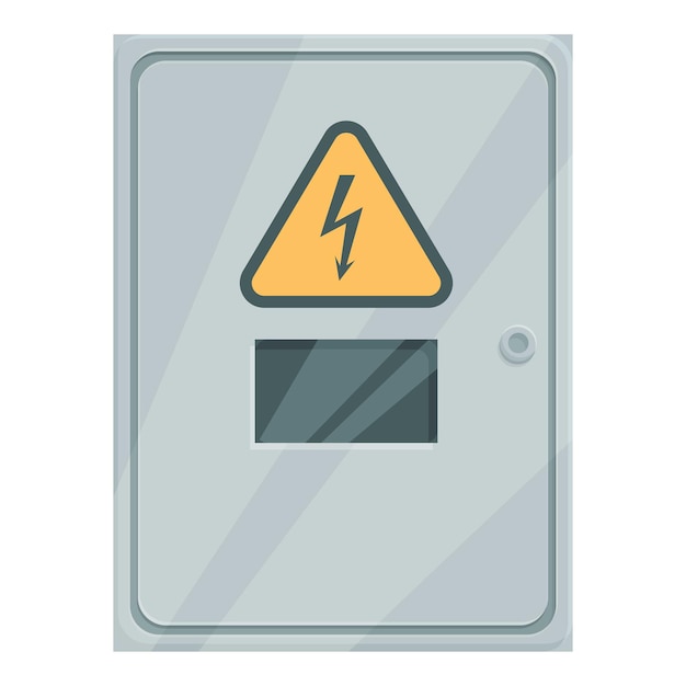 Vector grey metallic electrical panel with high voltage sign on a wall