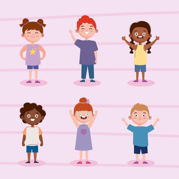 Vector group of cute kids