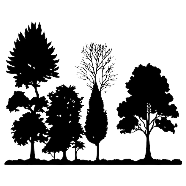 Vector group of trees silhouette tree silhouette vector