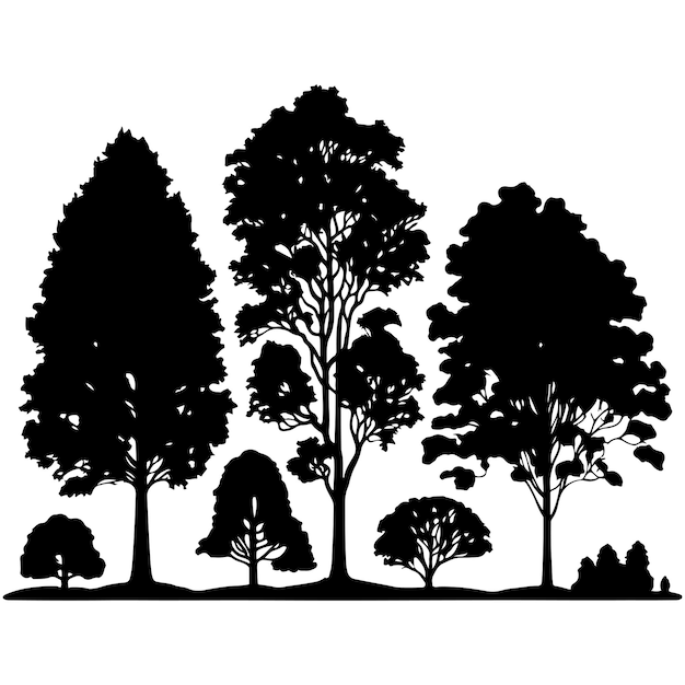 Vector group of trees silhouette tree silhouette vector