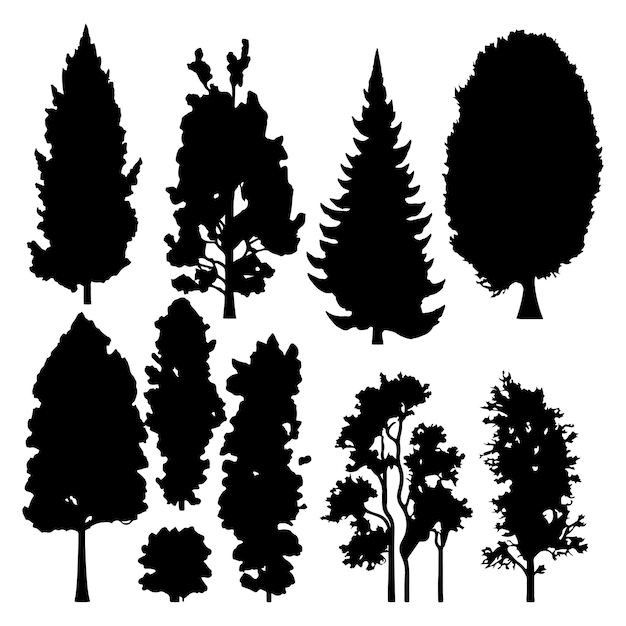 Vector group of trees silhouette tree silhouette vector
