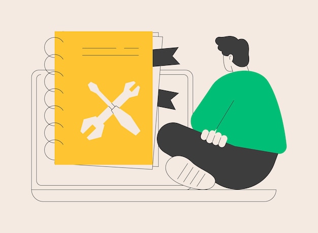 Vector guides abstract concept vector illustration website support product guides and instructions company information how to use explanation website menu bar ui landing page abstract metaphor