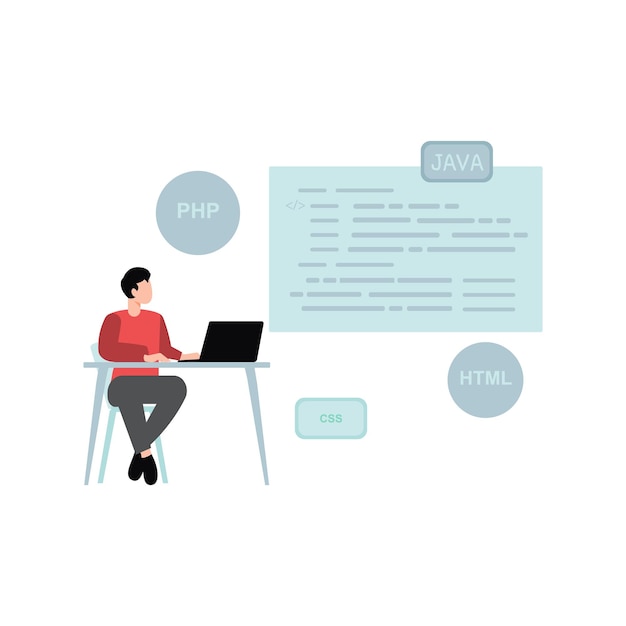 Vector the guy is doing php html and java coding
