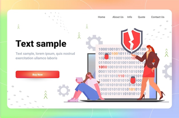 Vector hacker activity computer viruses data protection privacy internet information security concept horizontal copy space full length vector illustration