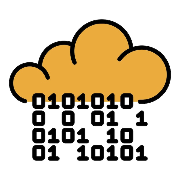 Vector hacker code in the cloud icon outline hacker code in the cloud vector icon color flat isolated