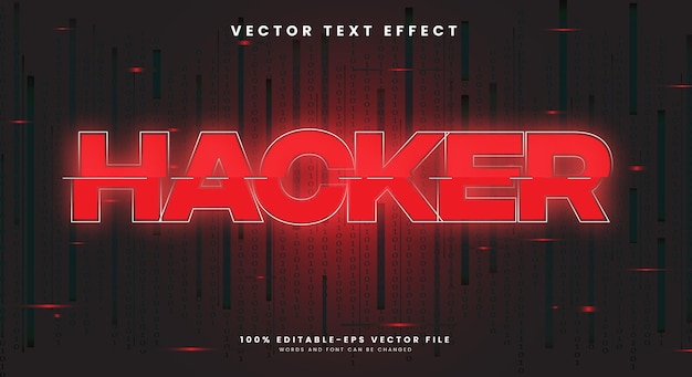Vector hacker glitch style editable effect template with digital binary code background
