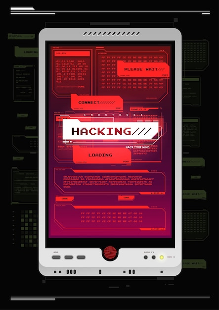 Vector hacker interface. hud background. futuristic interface elements set. futuristic ui concept. internet privacy and safety. abstract terminal console. hacking process.