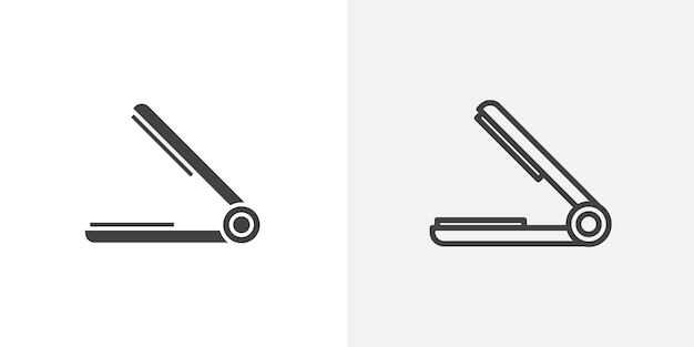 Vector hair straightener thin line icon set