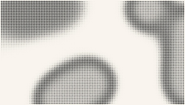 Vector halftone black grunge dots on white background