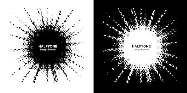 Vector halftone star frame set. grunge spot border. sale design element.  vector