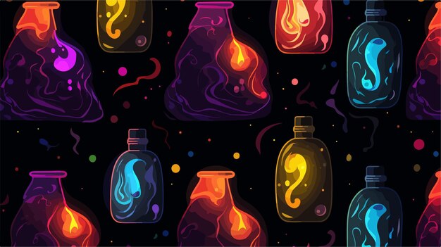Vector halloween cartoon magic potion seamless pattern