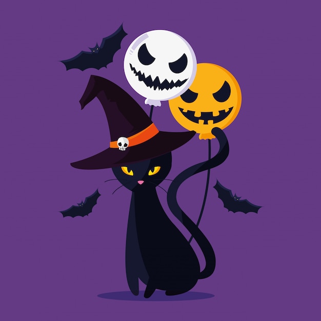 Vector halloween cat cartoon 