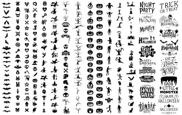 Vector halloween silhouette character set collection for celebration, template and decorationm