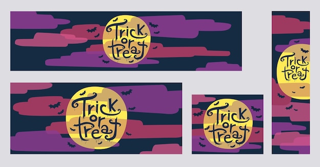 Vector halloween trick or treat collection of web banners 