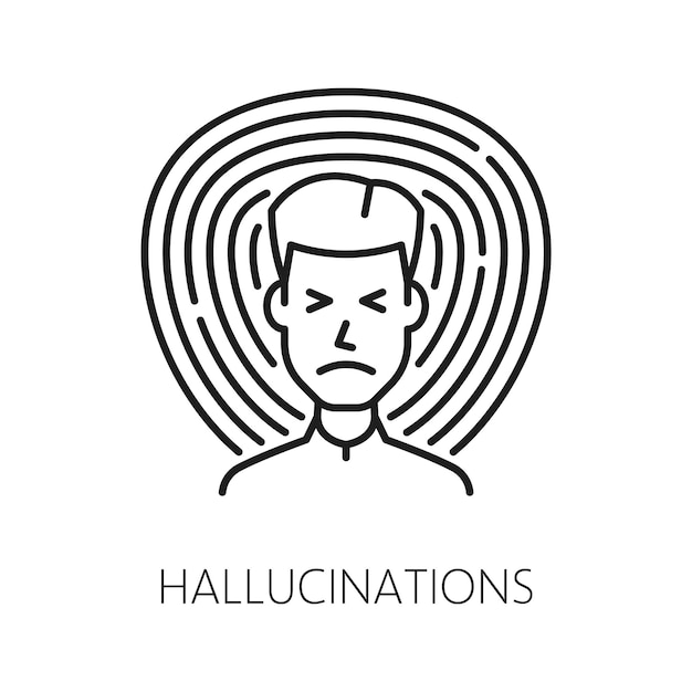 Vector hallucinations psychological problem line icon