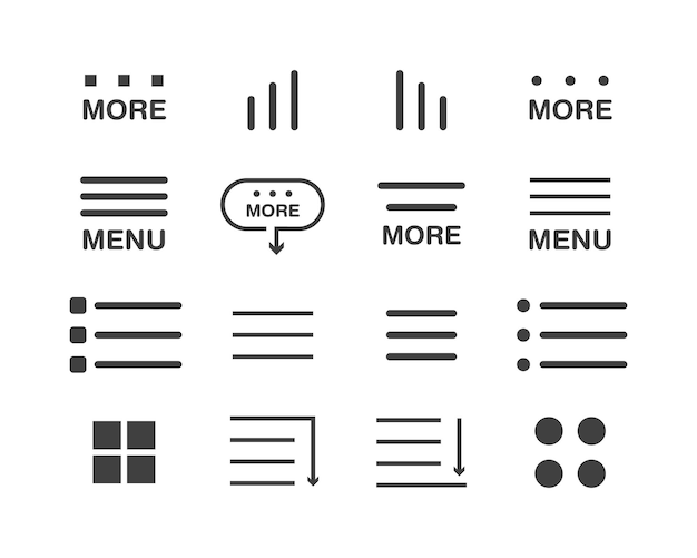 Vector hamburger menu icon buttons ui navigation mobile app vector design elements user interface icons