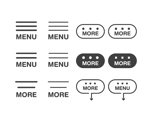 Vector hamburger menu icon buttons website ui navigation mobile app vector elements user interface icons