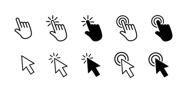 Vector hand cursor and click cursor icon set click icon vector hand click pointe