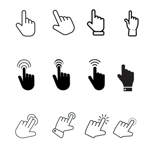 Vector hand cursor icons cursor or pointer click vector illustration