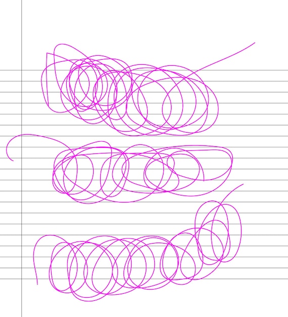 Vector hand drawing scribbles on lined notebook illustration