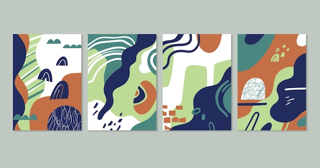 Vector hand drawn abstract art cover collection