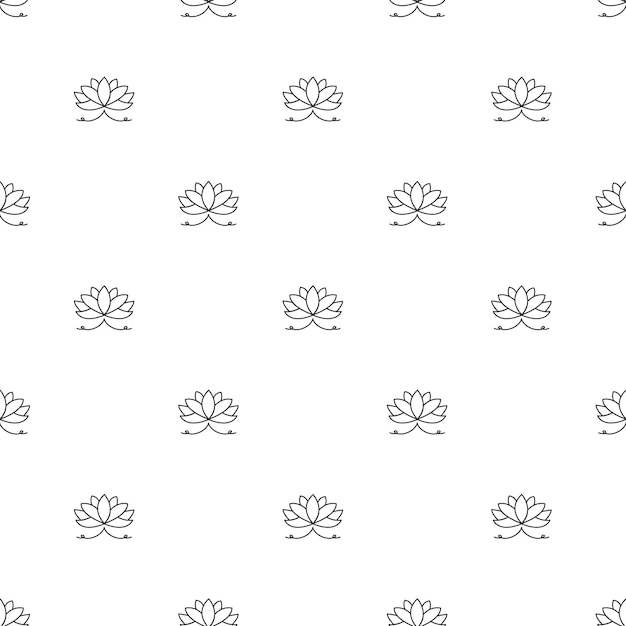 Vector hand drawn black and white vintage flower pattern