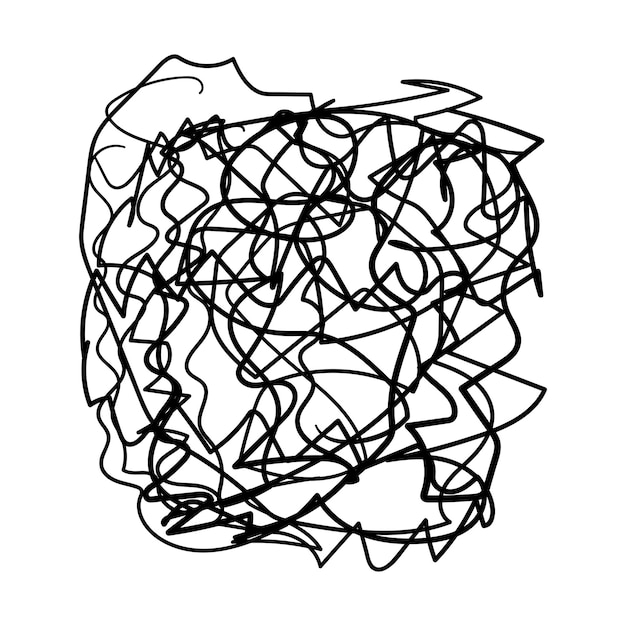 Vector hand drawn chaos line doodle chaotic tangled thin line random irregular intersecting lines
