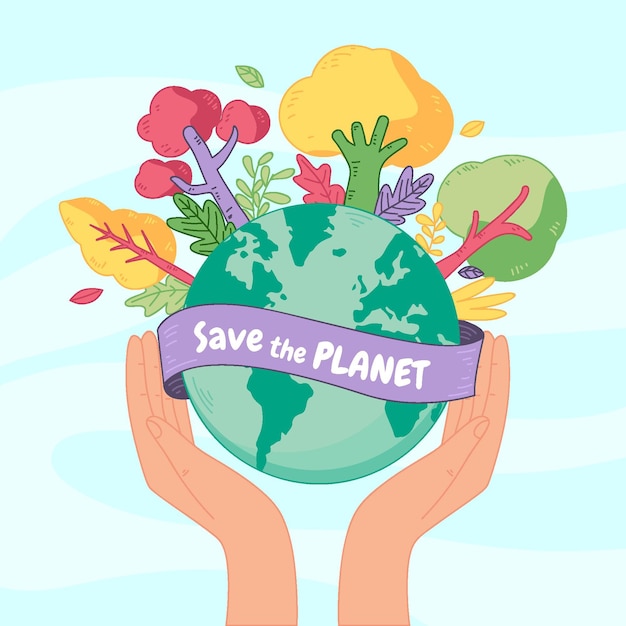 Vector hand drawn climate change concept illustrated