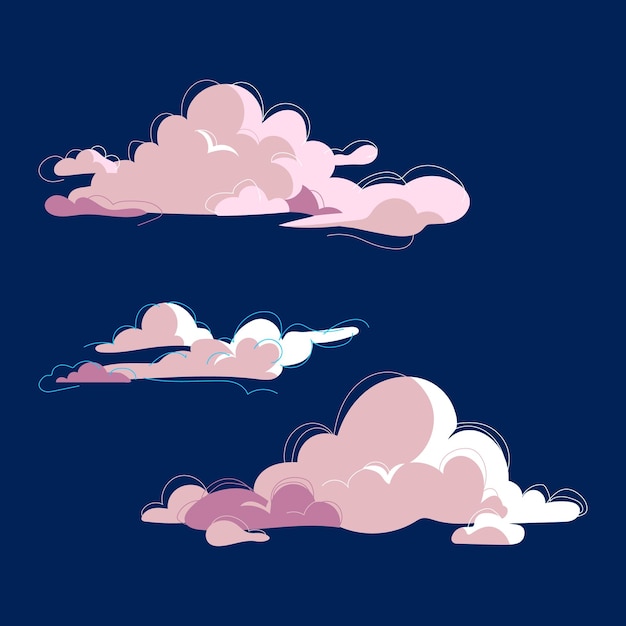 Vector hand drawn clouds collection