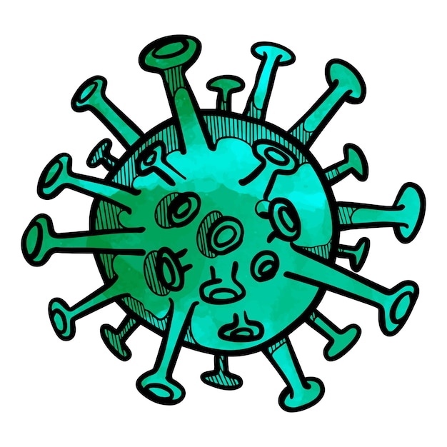 Vector hand drawn coronavirus covid19 watercolor vector illustration