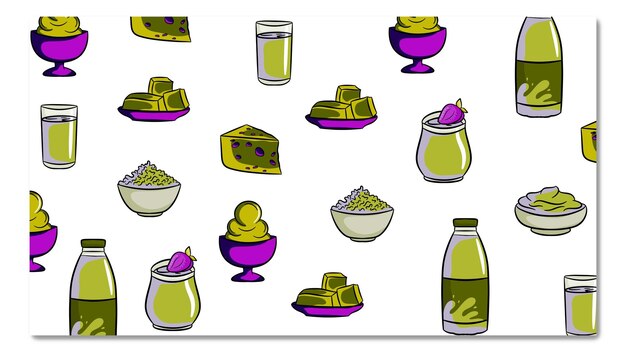 Vector hand drawn dessert delicious repeat pattern design