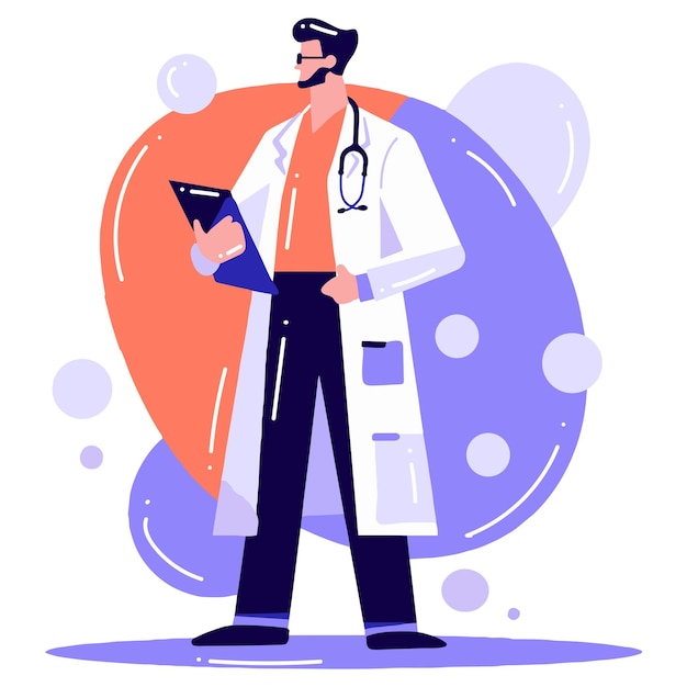 Vector hand drawn doctor character in flat style