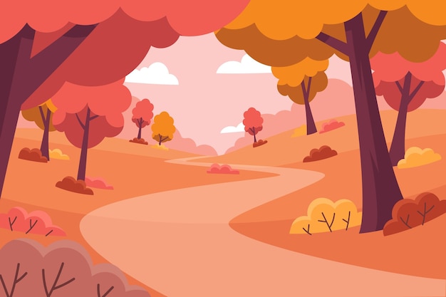 Vector hand drawn flat autumn background