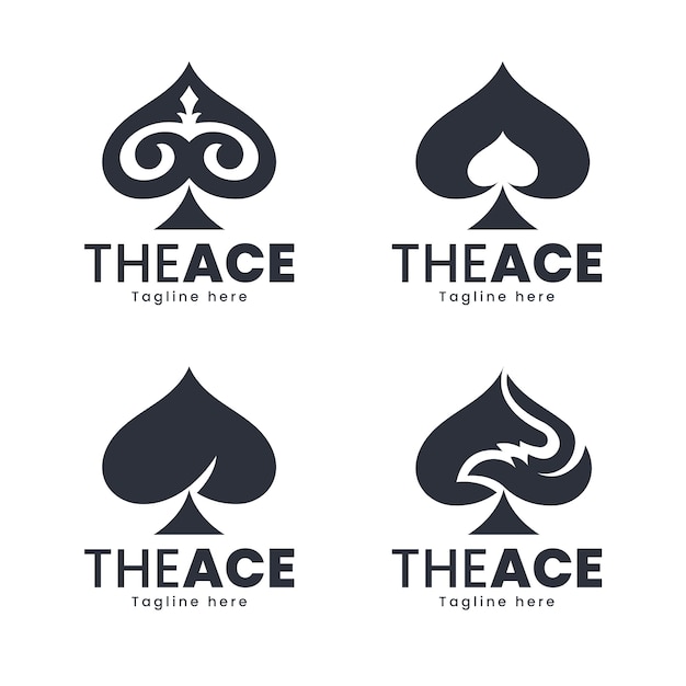 Vector hand drawn flat design ace logo template