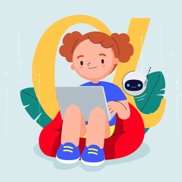 Vector hand drawn gen alpha illustration