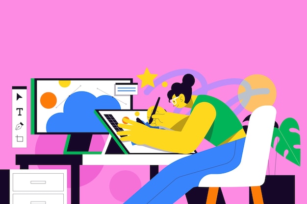 Vector hand drawn graphic designer background