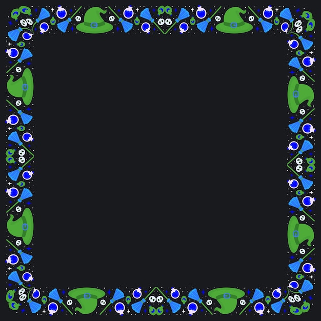 Vector hand drawn halloween frame template design