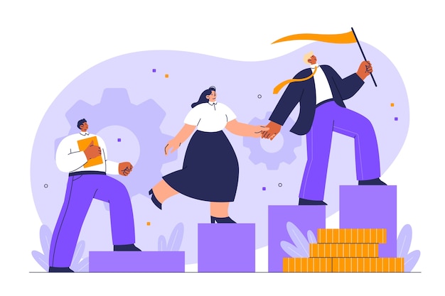 Vector hand drawn leadership illustration