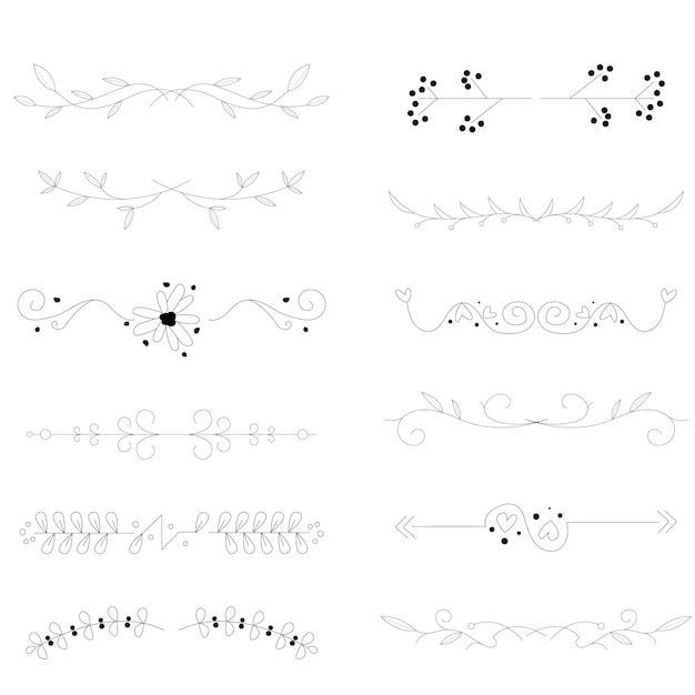 Vector hand drawn ornament divider set design