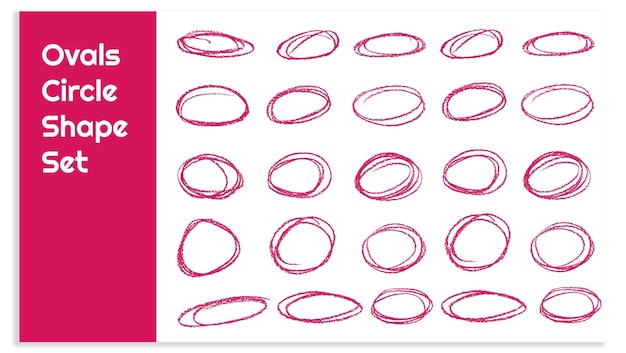 Vector hand drawn oval shape circle vector collection set