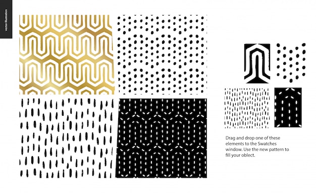 Vector hand drawn patterns - a group set of abstract seamless patterns
