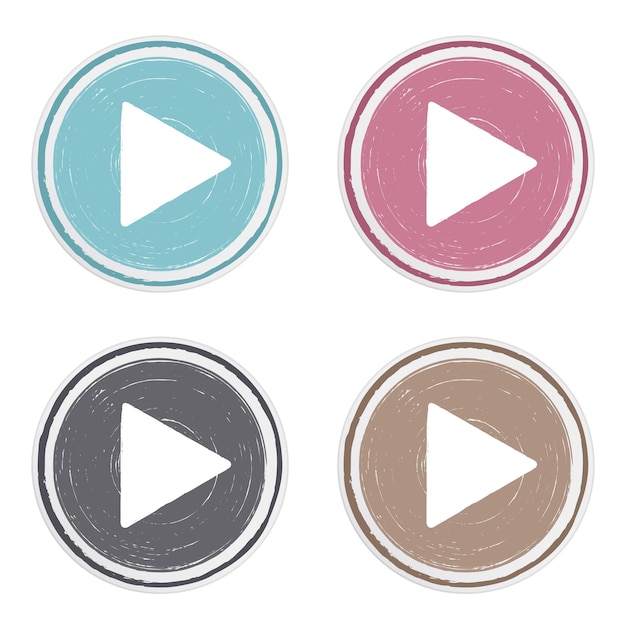 Vector hand drawn play buttons set vector eps10 illustration
