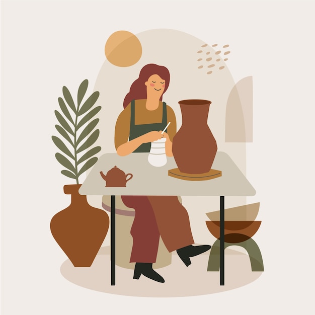 Vector hand drawn pottery illustration